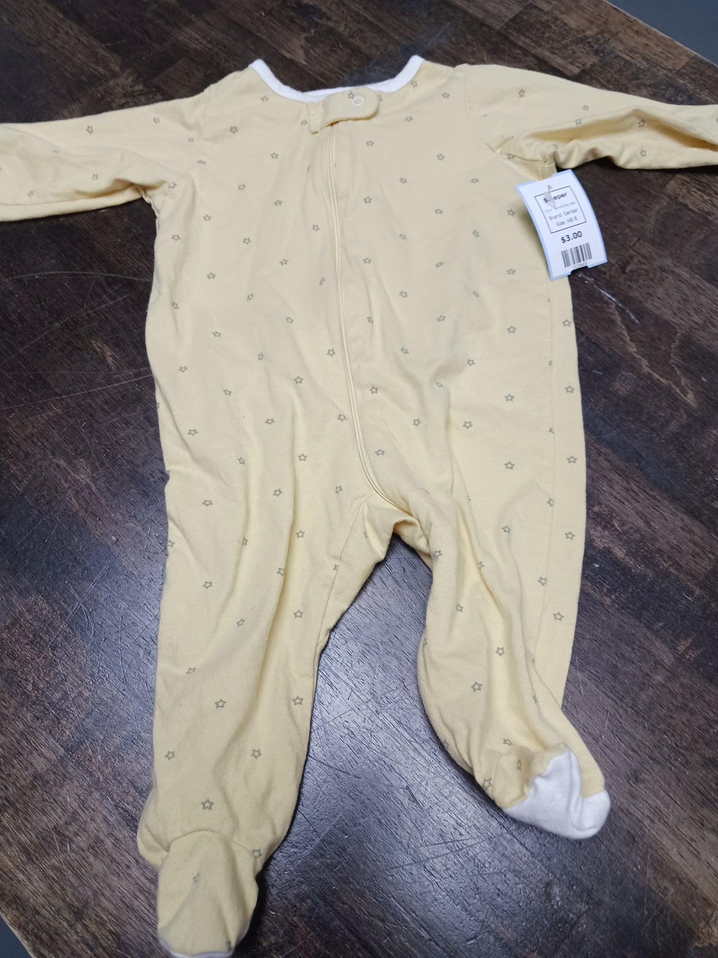 Yellow/Grey Star Gerber Sleeper, NB B