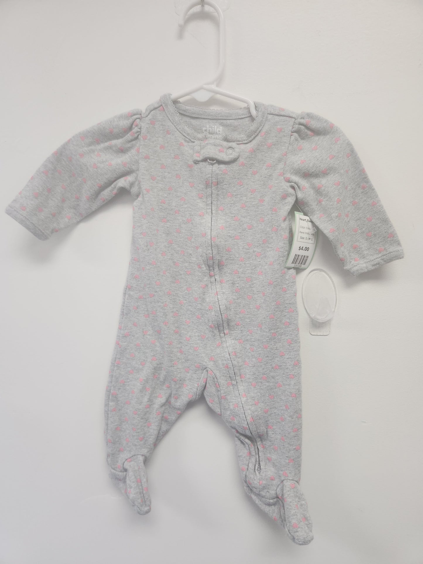 Grey/Pink Child of Mine Heart Sleeper, 0-3M G