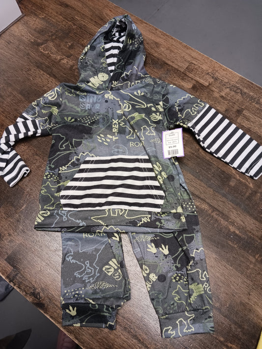 Grey/Green Dino Boutique Outfit, 18M B