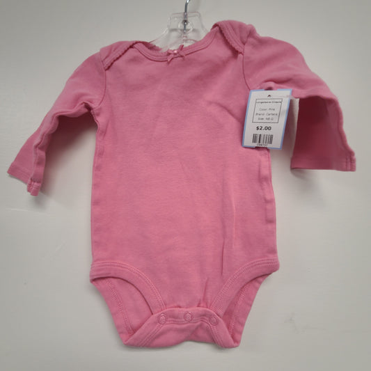 Pink Carters Longsleeve Onesie, NB G