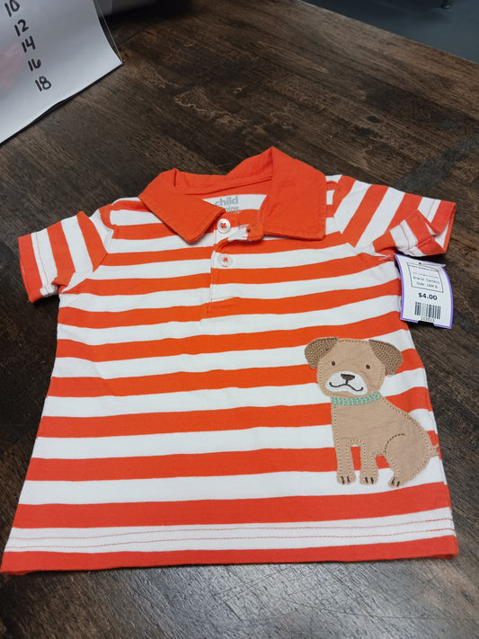 Orange/White Striped Carters Short Sleeve Polo, 18M B