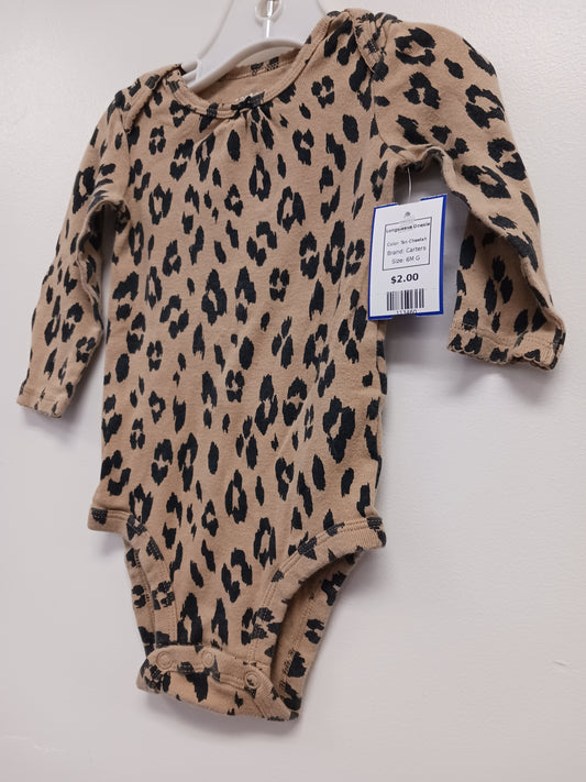 Tan Cheetah Carters Longsleeve Onesie, 6M G