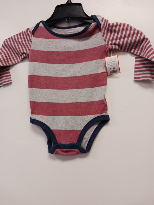 grey/red Carters Long Sleeve Striped Onesie, 2T B