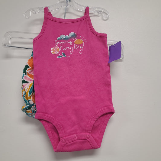 Pink/Colorful Flower Carters Outfit, 12M G