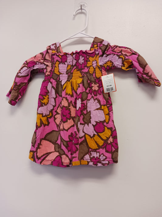 pink/yellow Old Navy Long Sleeve Flowered Dress 12/18m, 12M G