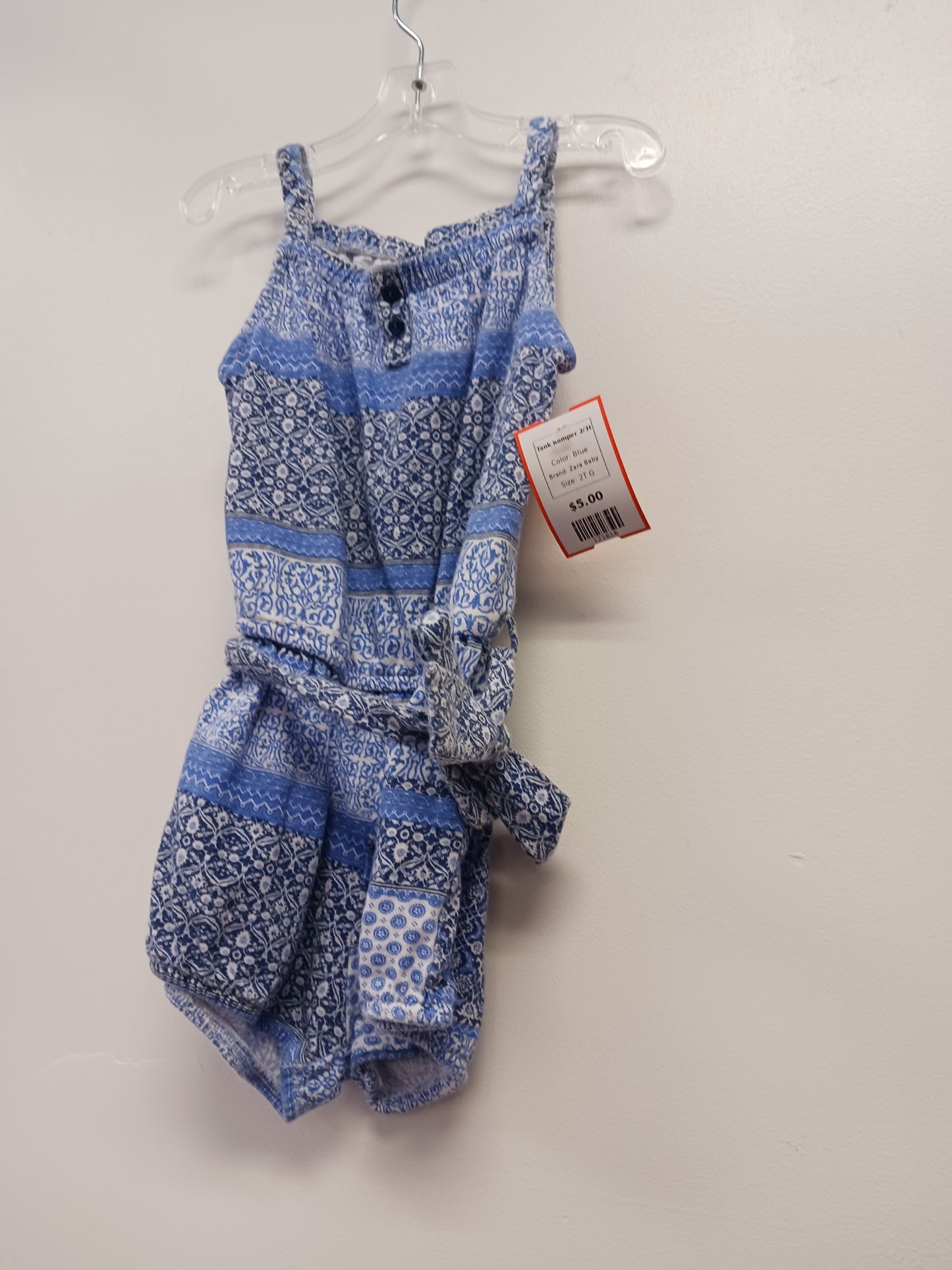 Blue Zara Baby Tank Romper 2/3t, 2T G