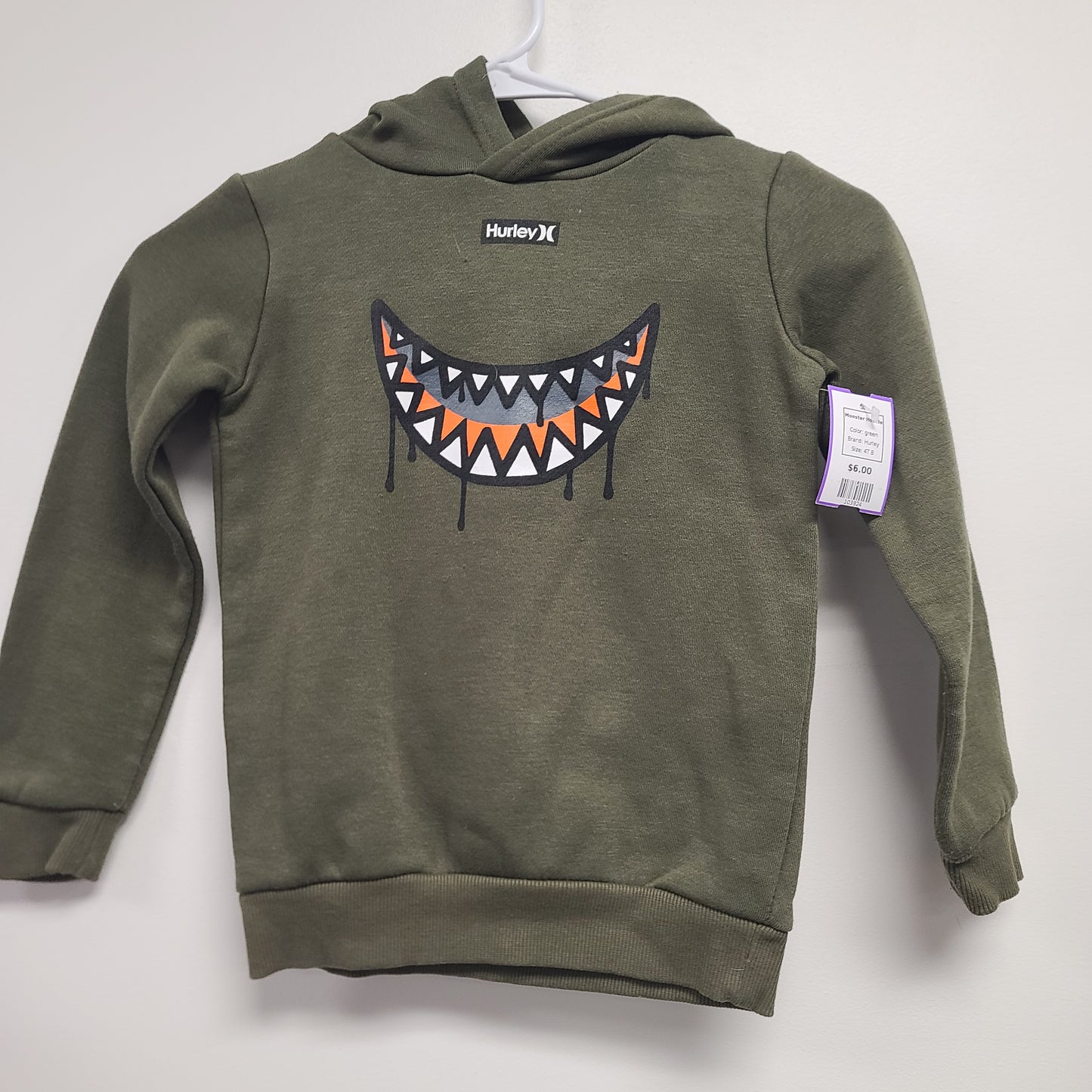 green Hurley Monster Hoodie, 4T B