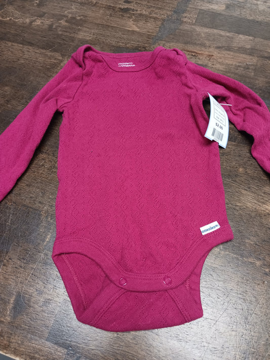 Burgandy Modern Moments Long Sleeve Onesie, 3M G