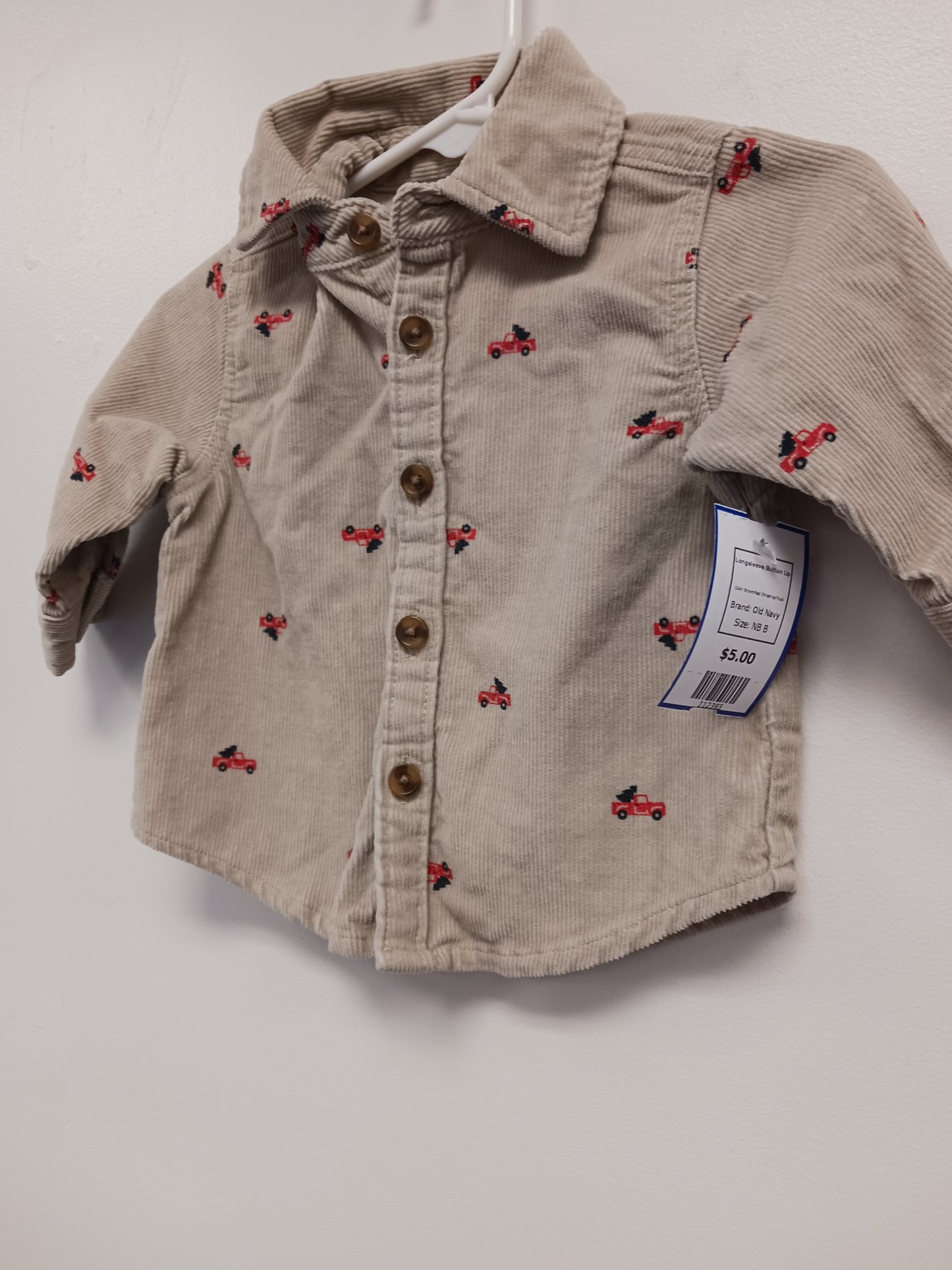 Brown/Red Christmas Truck Old Navy Longsleeve Button Up, NB B