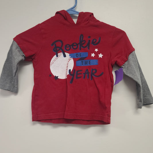 Red/Grey Baseball Jumping Bean Hooded Longsleeve Shirt, 3T B