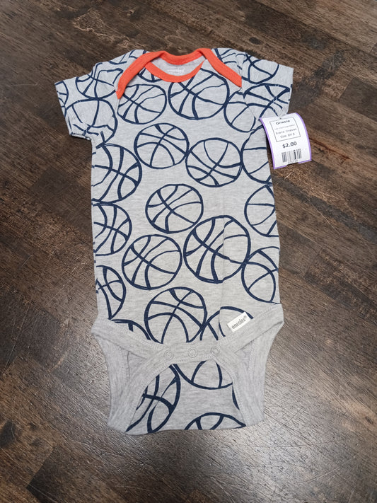 Grey/Orange Bsketball Onesies Onesie, 6M B