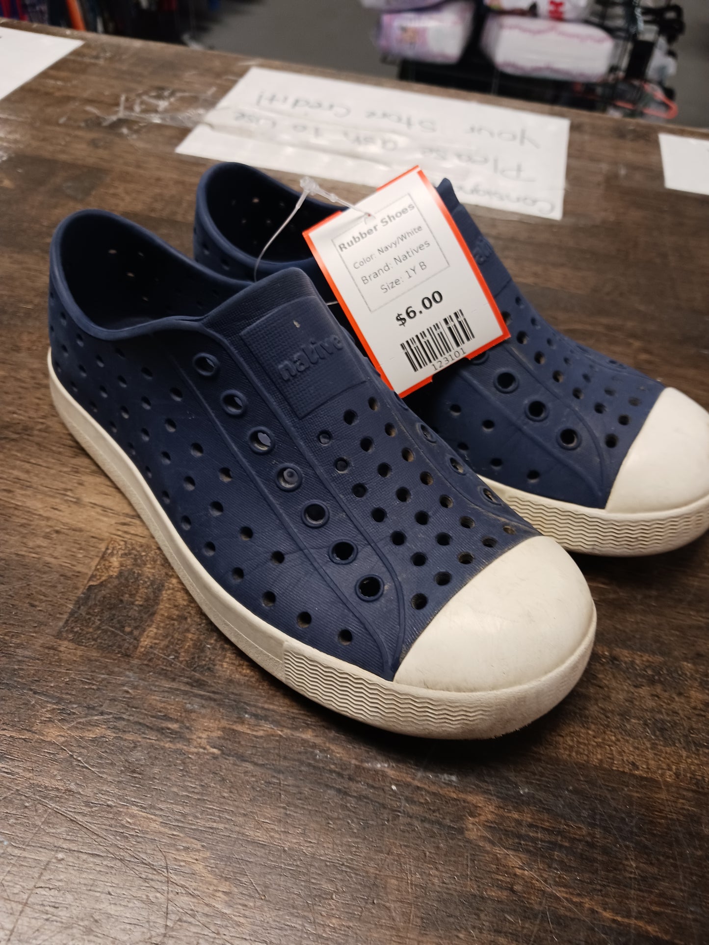 Navy/White Natives Rubber Shoes, 1Y B
