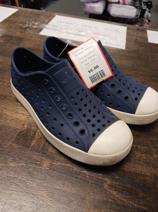 Navy/White Natives Rubber Shoes, 1Y B