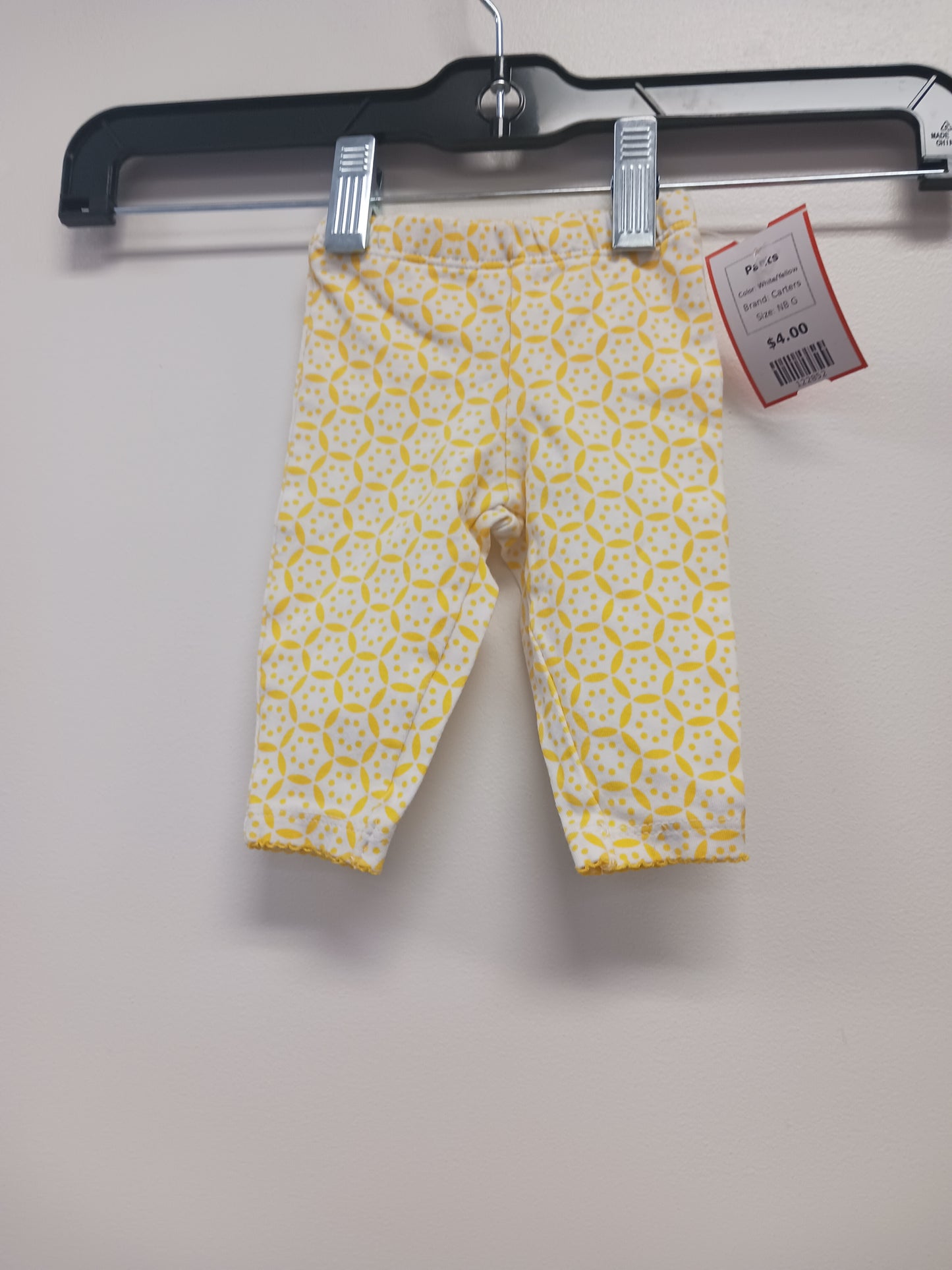 White/Yellow Carters Pants, NB G