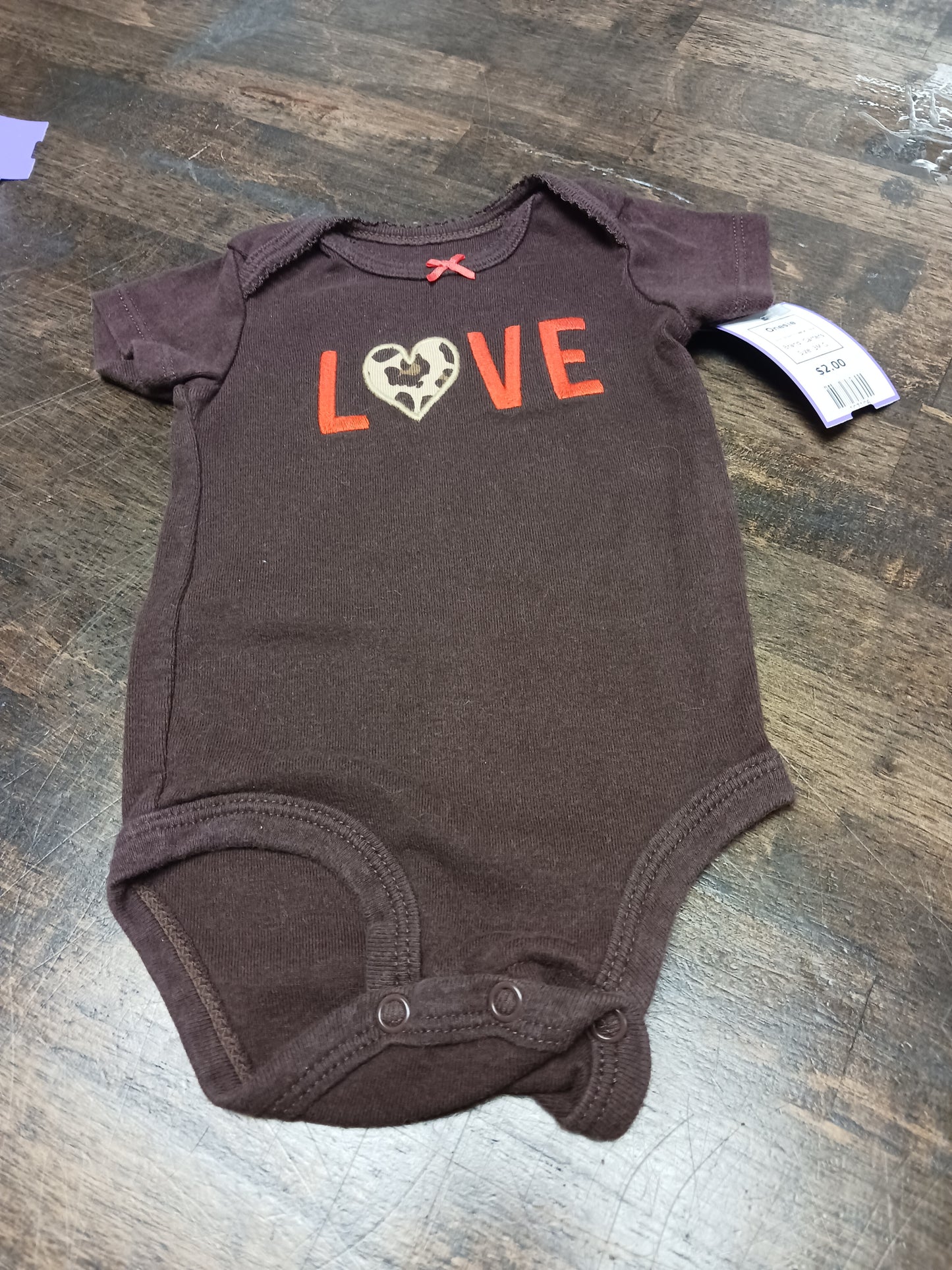 Brown/Cheetah Love Carters Onesie, 3M G