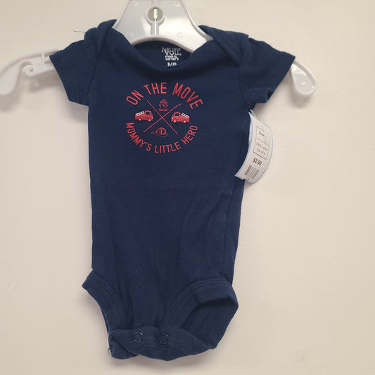 Navy Firetruck Carters Onesie, NB B