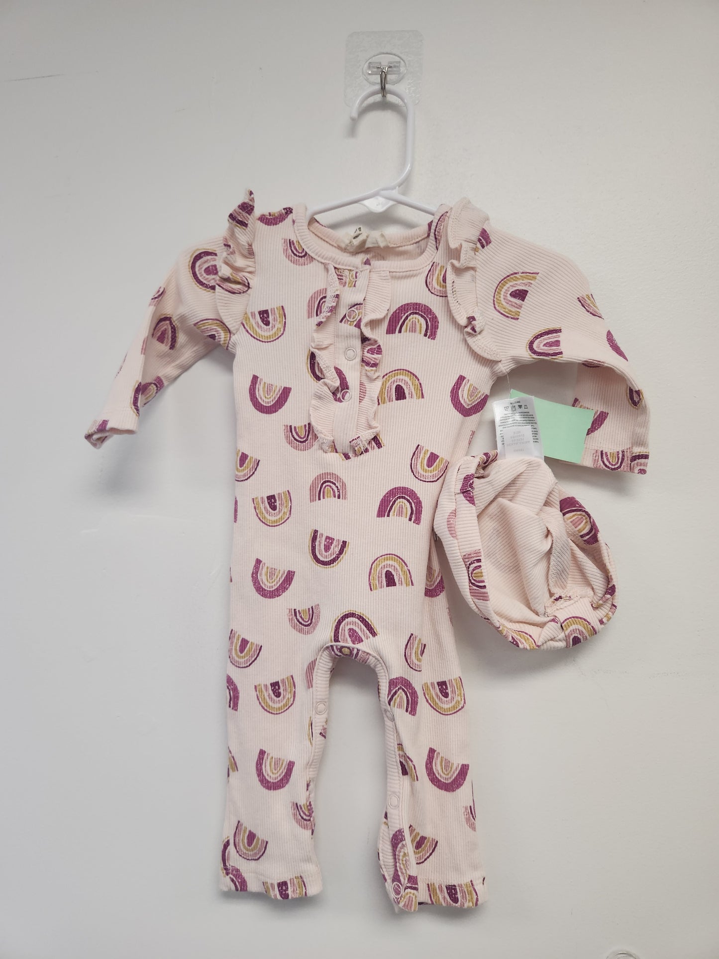 Pink Rainbow Jessica Simpson Pant One Piece W/Hat, 3M G
