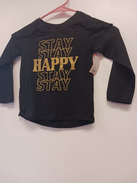 Black/Gold Stay Happy Garanimals Longsleeve Shirt, 4T G