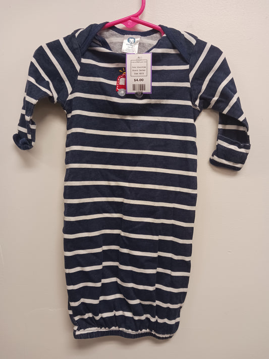 blue stripe Gerber Firetruck Night gown 0-6m, NB B