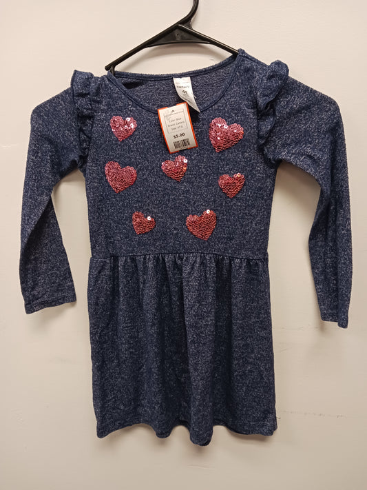 Blue Carters Long Sleeve Heart Dress, 4T G