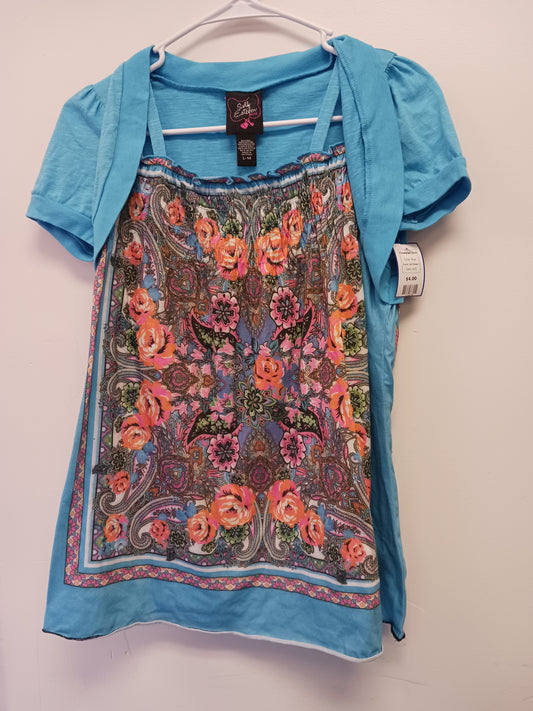 Blue Self Esteem Flowered Shirt, 14 G