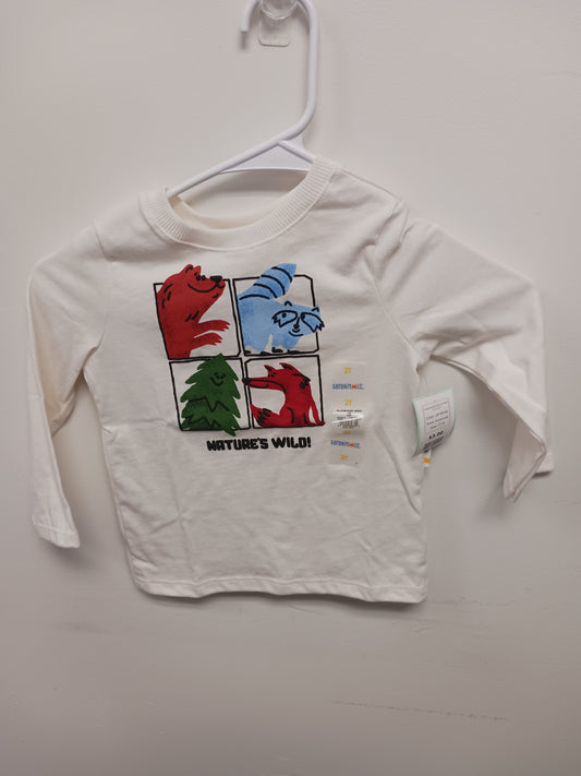 off White Garanimals Long Sleeve Animal Shirt, 2T B