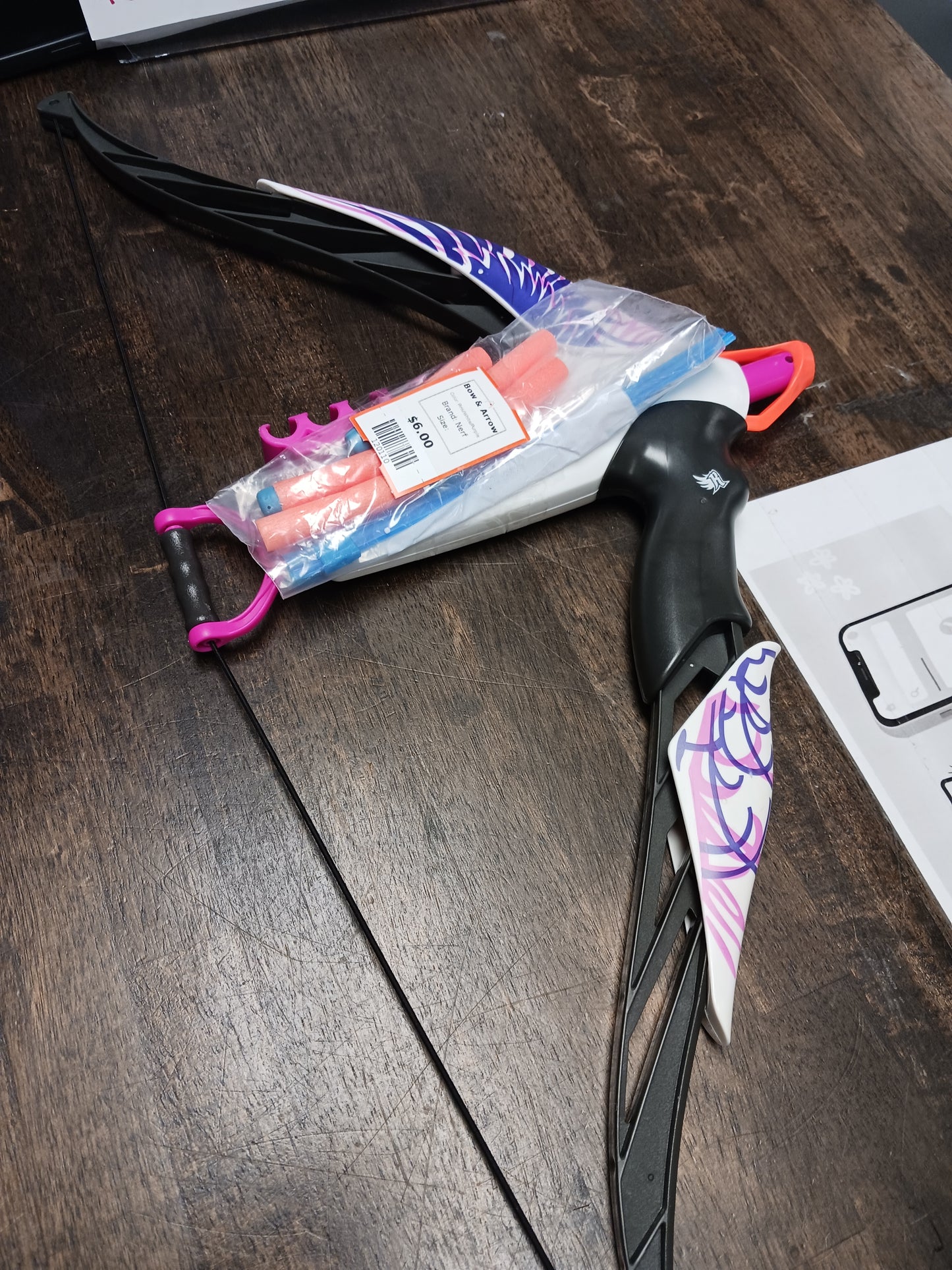 Pink/White/Purple Nerf Bow & Arrow