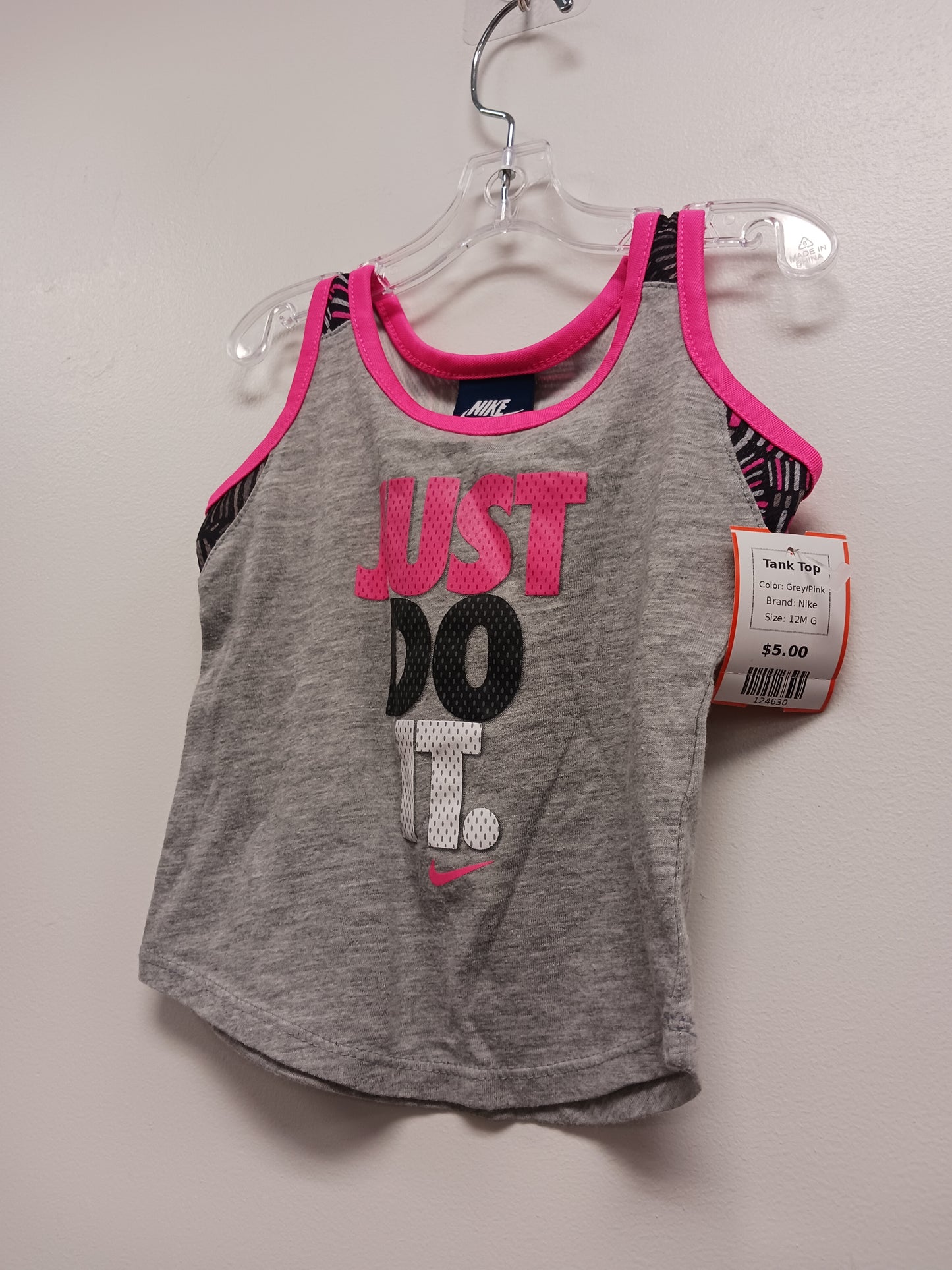 Grey/Pink Nike Tank Top, 12M G